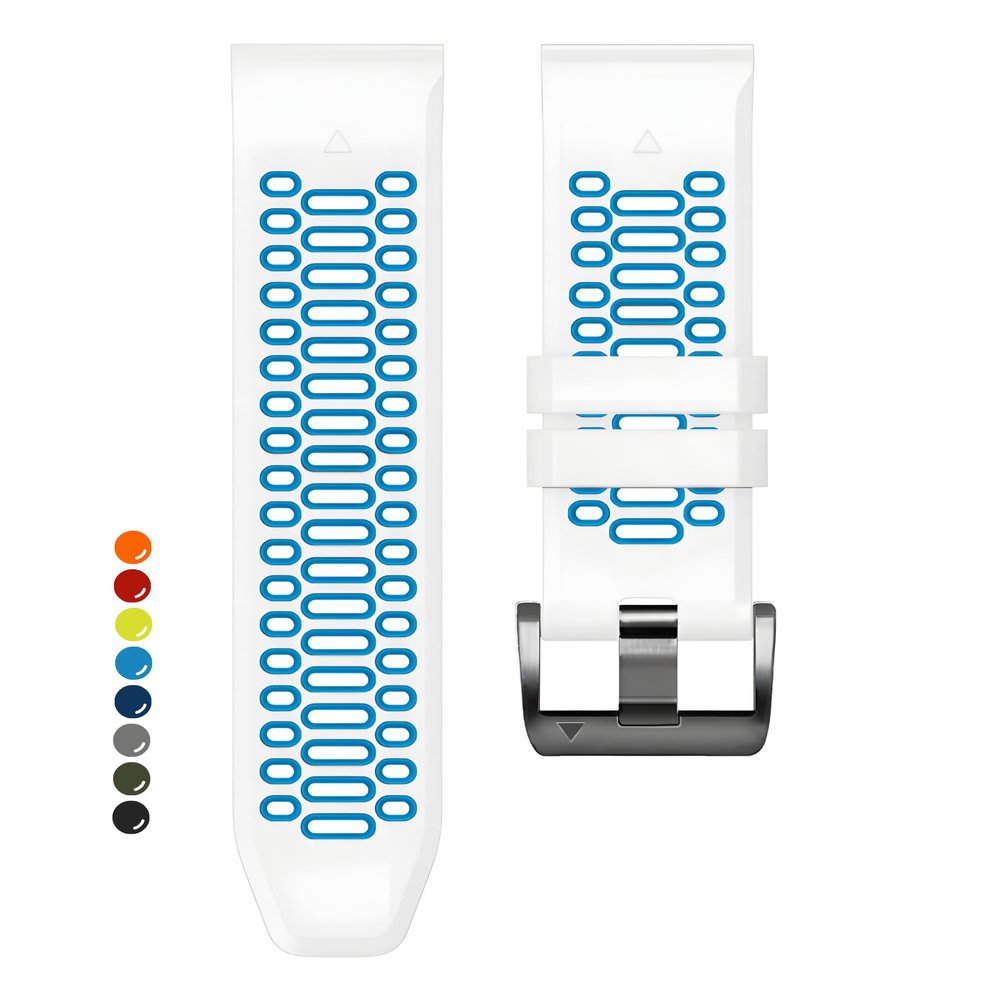 BEFIA 22mm Quickfit Watch Band for Garmin Fenix 5 6 7 Pro Solar Forerunner 935 745 965 955, 22 Breathable Wristband Strap White Blue