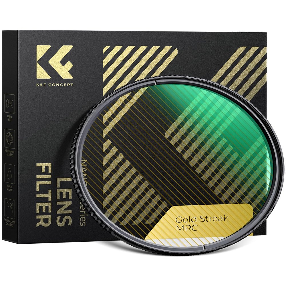 K&F CONCEPT 58mm Gold Streak Effect Lens Filter (2mm) 28 Multi-Coated High Definition Anamorphic Light Flare Effect Filter for Camera Lens (Nano-X Series)