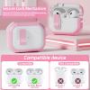 4-in-1 Case for AirPods Pro 2nd Generation Case, Ekoonpft (Secure Lock) Case Cover Compatible with Apple Airpod Pro(2023/2022/2019) Magnetic Lid Lock, with Cleaning kit/Wrist Strap/Keychain,Pink view 2