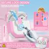 4-in-1 Case for AirPods Pro 2nd Generation Case, Ekoonpft (Secure Lock) Case Cover Compatible with Apple Airpod Pro(2023/2022/2019) Magnetic Lid Lock, with Cleaning kit/Wrist Strap/Keychain,Pink view 3