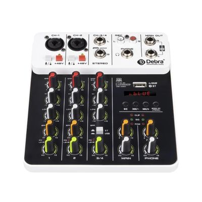 PGNEX Debra V4 4 Channels Audio Mixer With 48V Phantom Power Delay Repaeat Effect For Sound Mixing Console PC Recording
