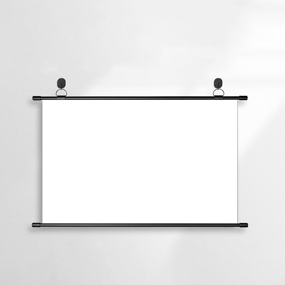 60" / 72" Manual Projection Screen, Wall or Ceiling Mountable HD 4:3/16:9 Ratio Projector Screen, Indoor Outdoor PVC Movie Projector Screen, Ultra Short-Throw Projection Possible(16:9 60in)