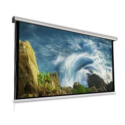 HD Manual Projector Screen, Anti-Crease Home Theater Office Wall Mounted Ceiling Pull Down Projection Screen  60" 70"-4:3/16:9 Matte White Screen, Ultra Short-Throw Projection Possible(16:9 60in)