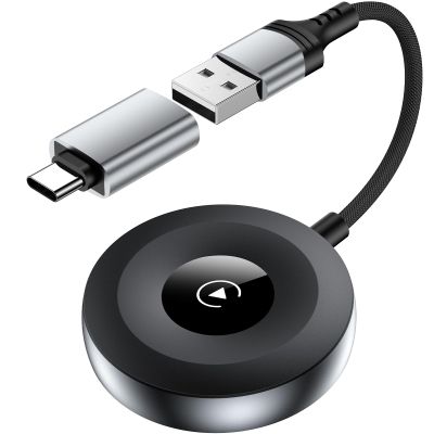 CarPlay Wireless Adapter for iPhone 16 Pro Max 15 Plus 2024, Bluetooth CarPlay Adapter for Apple iPad, Plug & Play USB/USB C Wired to Wireless Car Adaptor Dongle Convert for Car with OEM CarPlays