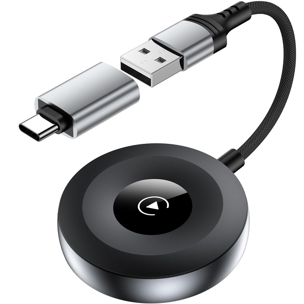 CarPlay Wireless Adapter for iPhone 16 Pro Max 15 Plus 2024, Bluetooth CarPlay Adapter for Apple iPad, Plug & Play USB/USB C Wired to Wireless Car Adaptor Dongle Convert for Car with OEM CarPlays