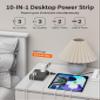 DEPOW Surge Protector Power Strip, 3 FT Extension Cord with 6 AC Outlets 4 USB Ports,1050J Surge Protection, Wall Mountable Charging Station for Office, Home, Black view 2