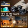 12x42 HD Binoculars for Adults High Powered Binoculars with Upgraded Phone Adapter Waterproof Compact Binocular with Low Light Night Vision for Bird Watching Hunting Outdoor Sports Concerts Green view 3