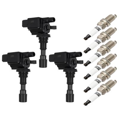 ECCPP Ignition Coil Coils&iridium Spark Plugs UF439 Compatible for Hyundai Santa Fe 2003-2006, XG350 2003-2005 & for Kia Amanti 2004-2006, V6 3.5L 3+6