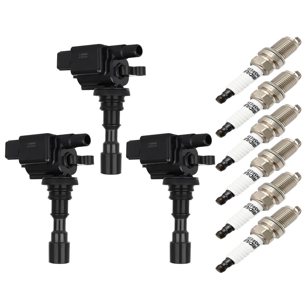 ECCPP Ignition Coil Coils&iridium Spark Plugs UF439 Compatible for Hyundai Santa Fe 2003-2006, XG350 2003-2005 & for Kia Amanti 2004-2006, V6 3.5L 3+6