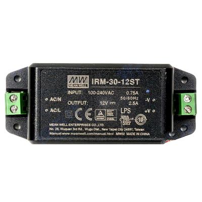 DrapeMania IRM-30-12ST Industrial Power Supply, 12V 2.5A 30W, UL Certified, Compact Design, Wide Input, for Automation, Control Panels