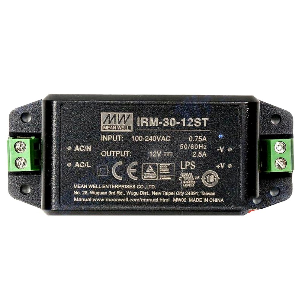 DrapeMania IRM-30-12ST Industrial Power Supply, 12V 2.5A 30W, UL Certified, Compact Design, Wide Input, for Automation, Control Panels