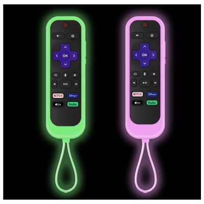 2Pack Taiyiluo Silicone Controller Cover for Onn Roku TV Remote Glow in The Dark Roku Remote Cover Compatible with Hisense TCL Roku Steaming Stick Express 4K Remote