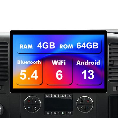 4+64G Android 13 Double Din Car Stereo for Chevrolet/GMC/Buick with 13.1 Inch Touchscreen Radio Built-in Wireless Carplay/Android Auto/GPS/Bluetooth/FM/AUX-in/Steering Wheel Controls/Backup Camera