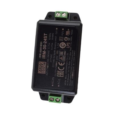 DirectNine Basics IRM-30-24ST 24V 1.25A 30W High Efficiency Power Supply for Industrial Equipment, Black, YS-IRM-30-24ST