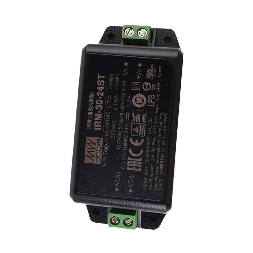 DirectNine Basics IRM-30-24ST 24V 1.25A 30W High Efficiency Power Supply for Industrial Equipment, Black, YS-IRM-30-24ST