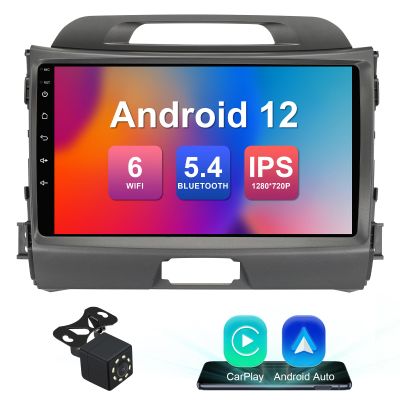 2+32G 9-inch Android 12 Car Stereo for KIA Sportage 3 2010-2016 IPS Touchscreen Screen Car Radio with Carplay & Android Auto Support Backup Camera GPS FM Navi BT SWC