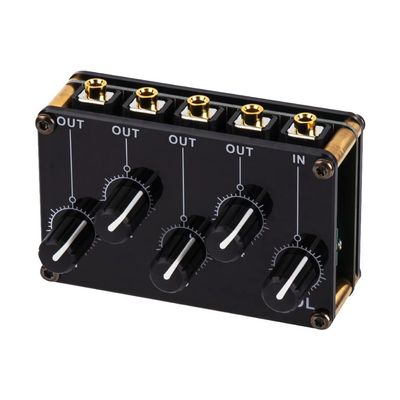 PGNEX Mini 4 Channel Stereo Line Mixer 4out 1in for Live Studio Recording Portable Passive Analog Audio Sound Mixing Console Low Noise