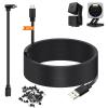 50ft Power Cable for Wyze Cam v4, Wyze Cam Pan v3, Wyze OG, v3 Pro Security Cameras - 15m Long Flat USB to Micro USB Charging Extension Cord with L-Shaped Adapter, Black view 1