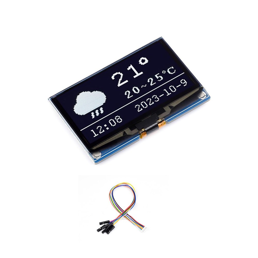 2.42inch OLED Display Module 12864 Resolution White Display Color Compatible with Raspberry Pi, Arduino, STM32, ESP32, Jetson Nano Embedded SSD1309 Driver Chip SPI / I2C Communication