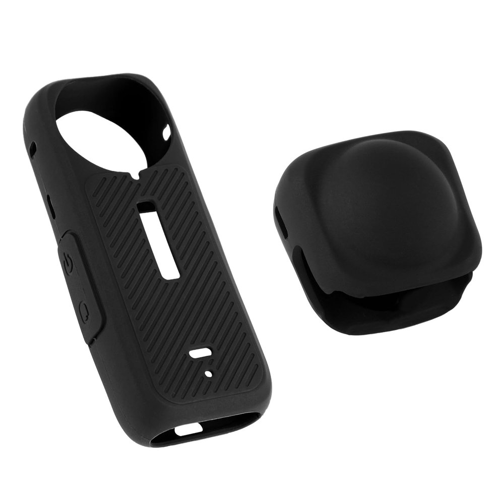 2pcs Camera Protective Cover Case & Lens Guard Cap, Premium Silicone Screen Protector and Lens Cap All-Round Protection Camera Accessories Compatible with Insta 360 x4(Black)