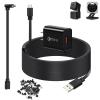 50ft Power Cord for Wyze Cam v4, Wyze Cam Pan v3, Wyze OG, Wyze v3 Pro Security Cameras - 15m Long Flat Extension Micro USB Charging Cable with L-Shaped Short Adapter and 18W Fast Charger, Black view 1