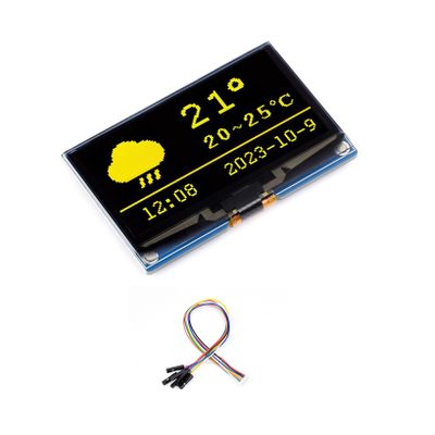 2.42inch OLED Display Module Compatible with Raspberry Pi, Arduino, STM32, ESP32, Jetson Nano 12864 Resolution Yellow Display Color Embedded SSD1309 Driver Chip SPI / I2C Communication