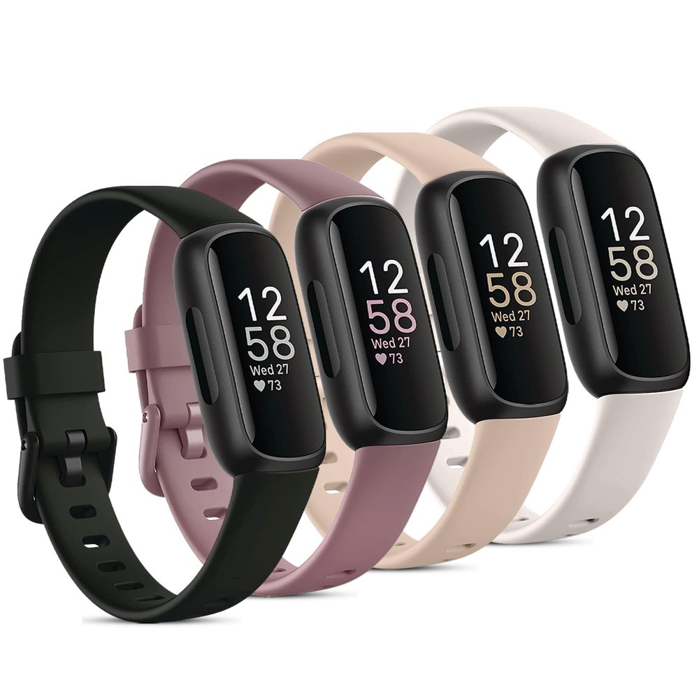 Odbeai Compatible with Fitbit Inspire 3 Bands for Women Men, Sport Wristband Replacement Soft Silicone Straps for Inspire 3 Fitness Tracker Women & Men(4 Pack,Small)