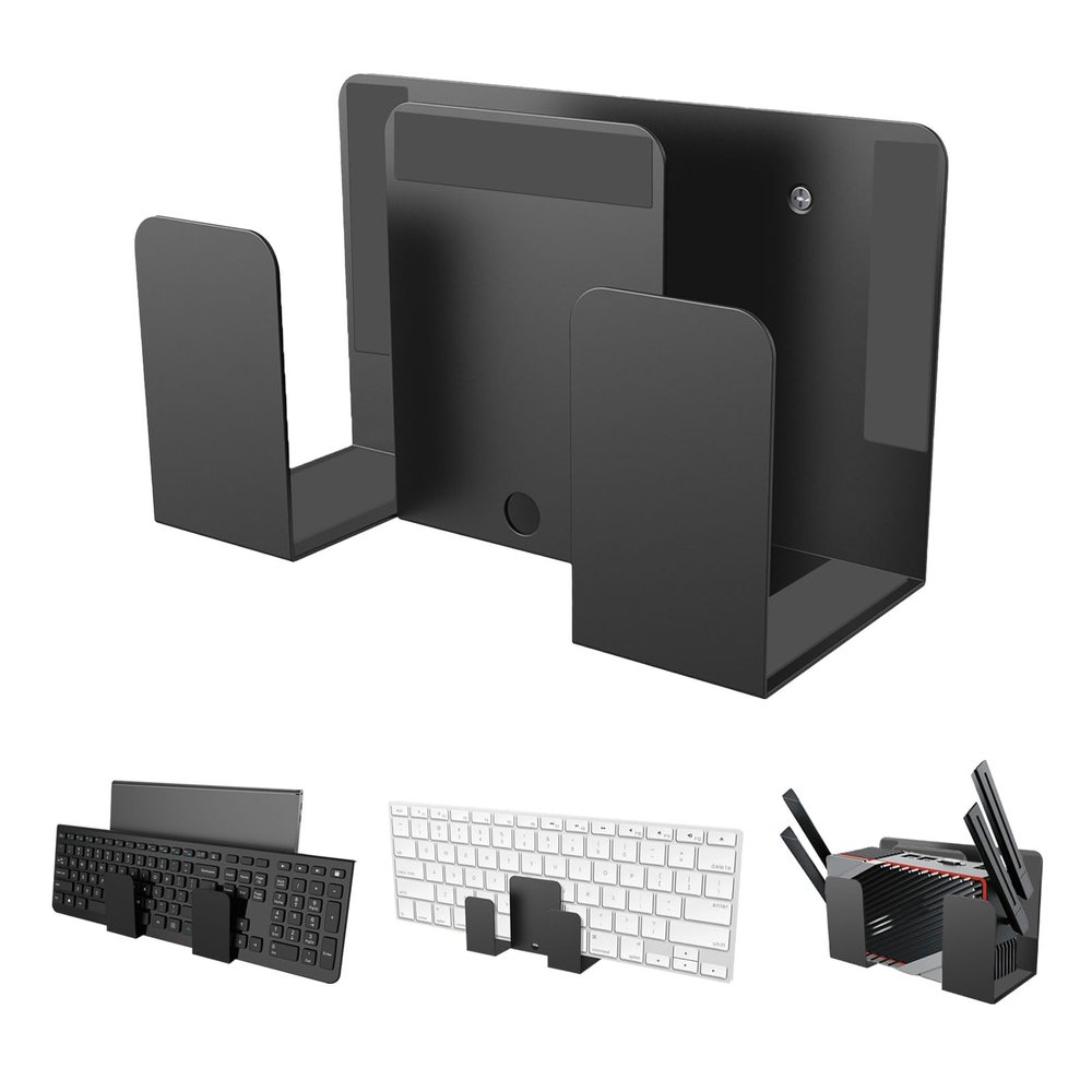 Yallmie Wall Laptop Holder with Screws and Rubber Plugs, Laptop Wall Mount Laptop Holder, Dual Layer Design Laptop Mount Wall, Laptop Wall Holder for Laptop, Keyboard, Tablet, Kindle, Router