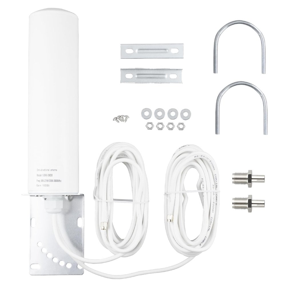 BOOBRIE 4G LTE/5G Antenna 10dBi High Gain OmniDirectional Outdoor Antenna 698-2700 3300-3800MHz SMA 16.4Ft Low Loss Cable TS9 Connector for 4G LTE 5G Router CPE Modem Gateway Cellular Trail Camera