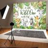 10x6.5ft Safari Baby Shower Backdrop Jungle Animals Green Leaves Photography Background A Little Wild One is on The Way Banner Decorations Boy Baby Shower Party Photo Booth Props view 3