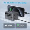 Universal Travel Adapter, VINTAR 35.5W International Power Adapter with 3 USB A QC and 2 USB C PD, All in One Plug Adapter Worldwide Travel Essentials for EU/UK/USA/AUS(Type C/G/A/I), Silver view 2