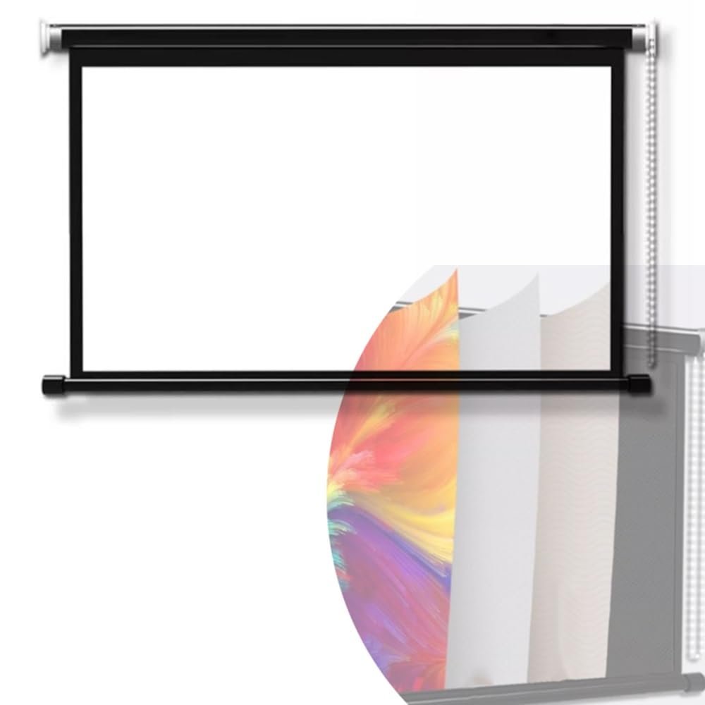 REDEXI Manual Movie Screen Wall Mount Projector Screen for Home Theater, Projection Screen HD 4K 4:3, 16:9, Pull Down Screen for Office School Conference -60 Inch(60inch-16:9)