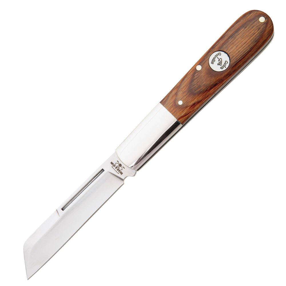 Bear & Son Manual 3.75" Barlow Pocket Knife | 1095 Carbon Steel Sheepfoot Blade with Heritage Walnut Handle | Traditional Folding Utility Knife for Everyday Carry & EDC Collectors