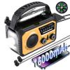 16000mAh Emergency Weather Radio, AM/FM/NOAA Weather Alert Radio Hand Crank/Solar/Type-C Fast Rechargeable Outdoor Radio with Reading Lamp/SOS Alarm/3 Mode Flashlight/Power Bank (Orange) view 1