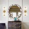 jssmm Light Brass Crystal Wall Lighti Antique Elegant Glass Rod Wall Sconce for Bedroom Living Room Hallway Dining Room Study Wardrobe Wall Lantern view 2