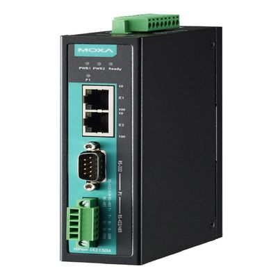 Moxa NPort IA5150A - 1-Port RS-232/422/485 IA Device Server, Surge Protection, 2 10/100M Ports, 0 to 60C