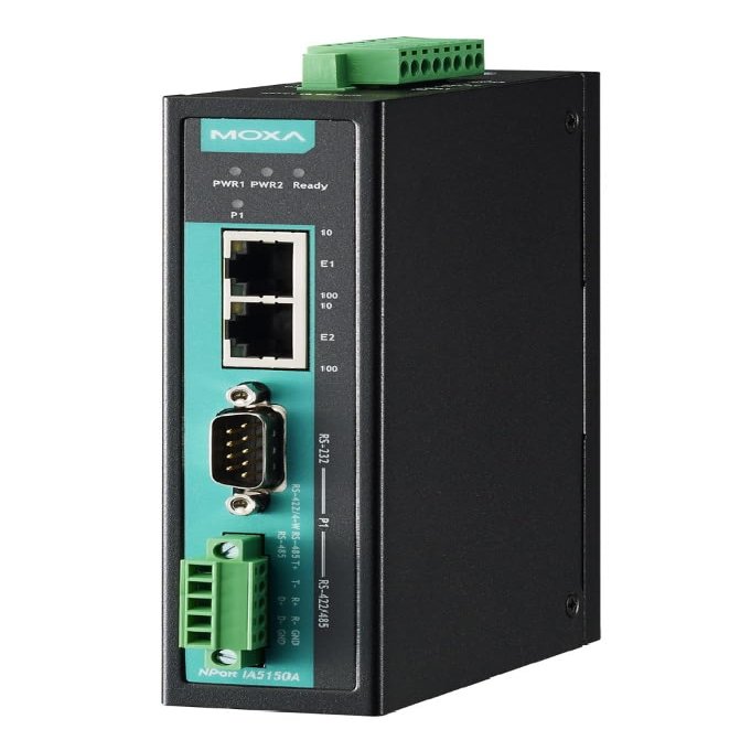 Moxa NPort IA5150A - 1-Port RS-232/422/485 IA Device Server, Surge Protection, 2 10/100M Ports, 0 to 60C
