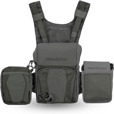 Eberlestock Recon Modular Bino Pack (Large), Rangefinder Pouch, and Utility Pouch Bundle - Gray - Advanced Binocular Harness System with Customizable Attachments