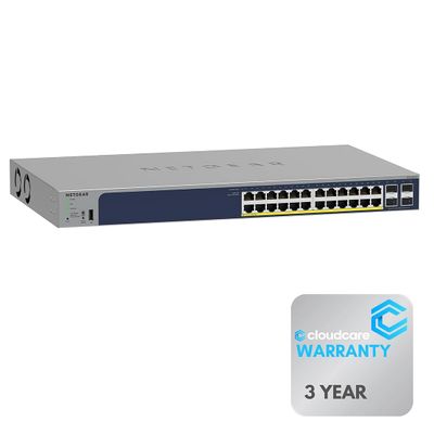 NETGEAR GS728TPP 24-Port +  Switch | 4 SFP | Rack-Mountable | Cloud Cares 3 Year Warranty SupportPlus Included