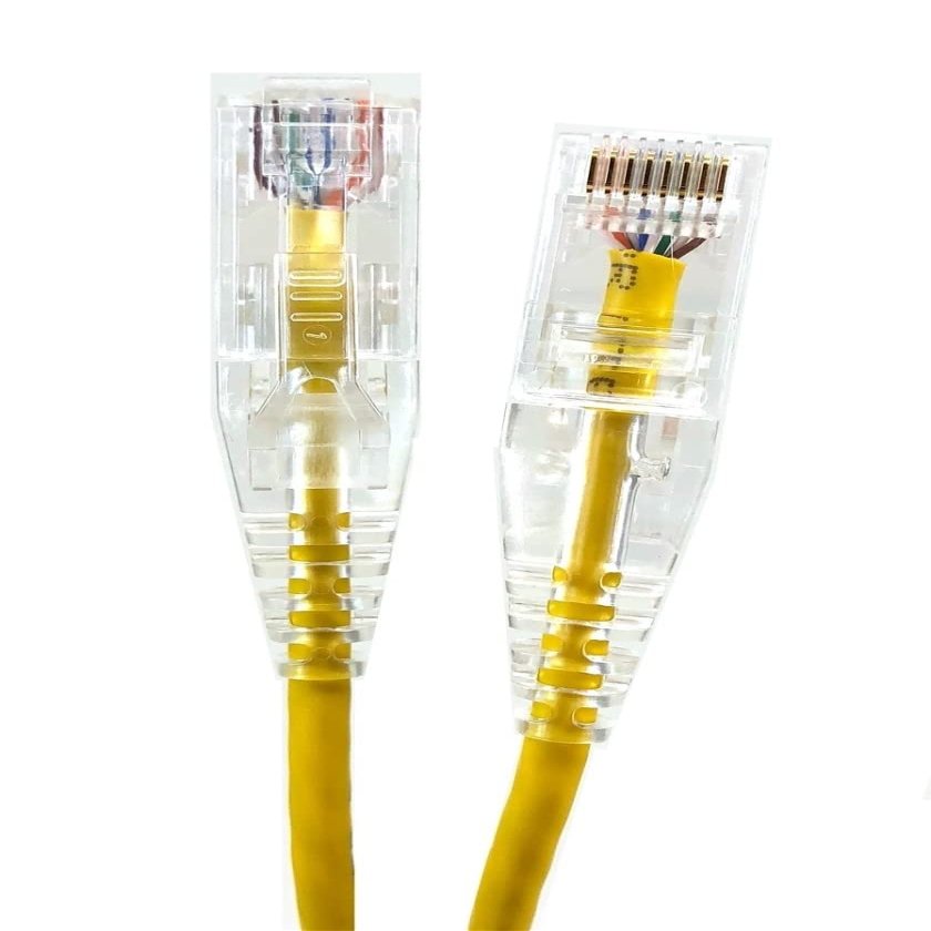1 ft. Ultra Slim 28AWG Cat6 UTP RJ45 Patch Cables Yellow - Pack of 5