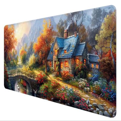Large Mouse Pad, Garden Mouse Pad for Office Desk Accessories, 47.2 x 23.6 in Large Gaming Mouse Pad Landscape Desk Mat Laptop Keyboard Mat with Non-Slip Rubber Base, 3mm Thick Mouse Pad Gaming T-9