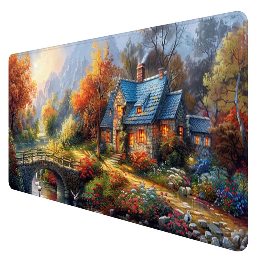 Large Mouse Pad, Garden Mouse Pad for Office Desk Accessories, 47.2 x 23.6 in Large Gaming Mouse Pad Landscape Desk Mat Laptop Keyboard Mat with Non-Slip Rubber Base, 3mm Thick Mouse Pad Gaming T-9
