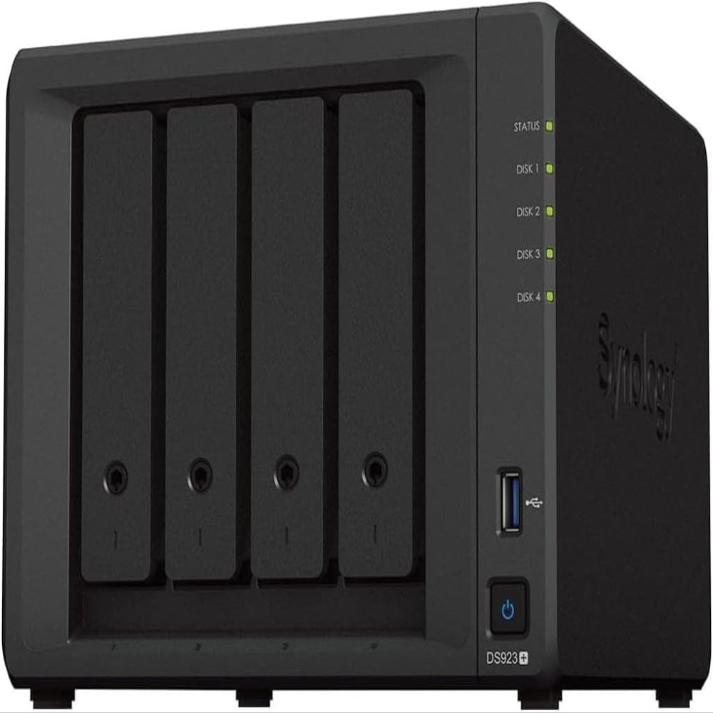 Synology DiskStation DS923+ 4-Bay NAS Enclosure Server | AMD Ryzen R1600 Dual-Core up to 3.1 GHz | 8GB DDR4 RAM | NO HDD Installed | 512GB NVMe SSD(256GBSSDx2