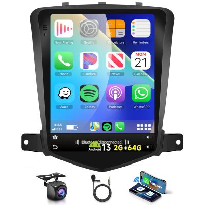 4 Core +64G Car Radio Stereo for Chevrolet Chevy Cruze 2009-2015 with Wireless CarPlay/Android Auto, 9.7 Inch Android 13 Touch Screen GPS Navi WiFi Bluetooth Mirror Link SWC HD Backup Camera
