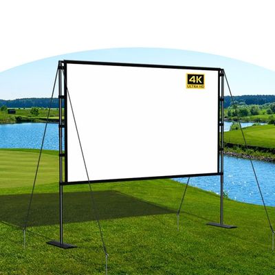BIUBPW 120in Projector Screen with Stand, 4k HD 16: 9 Projector Screen, Outdoor Projection Screen Wrinkle-Free Movie Screen for Backyard(Grey,120in)