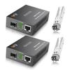 2 Pack Fiber Ethernet Media Converter, WTSFOPTC Fiber Optic Transceiver with 2 Pcs 1.25Gbps SFP Transceiver, Gigabit Sfp to RJ45 Media Converter with 1000BASE-SX to LC Modular (MMF,850nm,550m,DDM) view 1