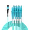 0.6M MPO/MTP to 12 x LC (6 Duplex) 12 Strands Breakout Cable,QSFP 40GBase-SR4, OM4 Fanout Fiber Optic Cable - Aqua, 0.6meter view 1