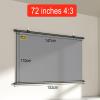 Metal Anti-Light HD Manual Projector Screen, Foldable Anti-Crease Portable Projector Movie Screen, Home Theater Office Wall Mounted Ceiling Pull Down Projection Screen 3.5 Gain(4:3 72in) view 2
