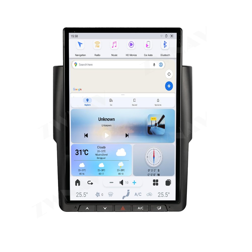 14.4 Inch Vertical Style Android 13 Car Radio Head Unit for Dodge Ram 2013-2018, 2k Multimedia Stereo Video Player with Wireless Carplay, GPS Navigation, OEM Functions 8+128 GB (Automatic)