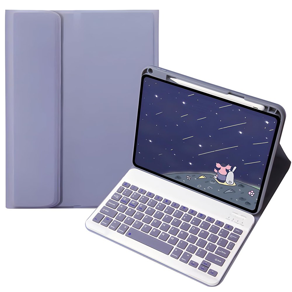 Aidashine Keyboard Case for iPad 10th Generation (2022), Detachable Bluetooth Keyboard and Pencil Holder,Purple1